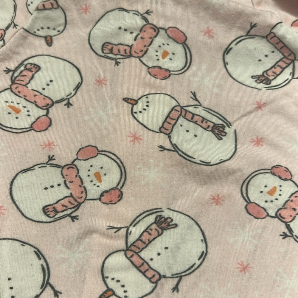 Caden Lane Pink Snowman Bamboo Zip Romper - Picture 3 of 4
